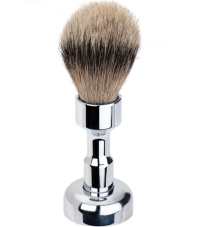 Помазок для бритья MERKUR FUTUR на подставке, натуральный барсучий ворс SILVERTIP, глянцевое хромированное покрытие