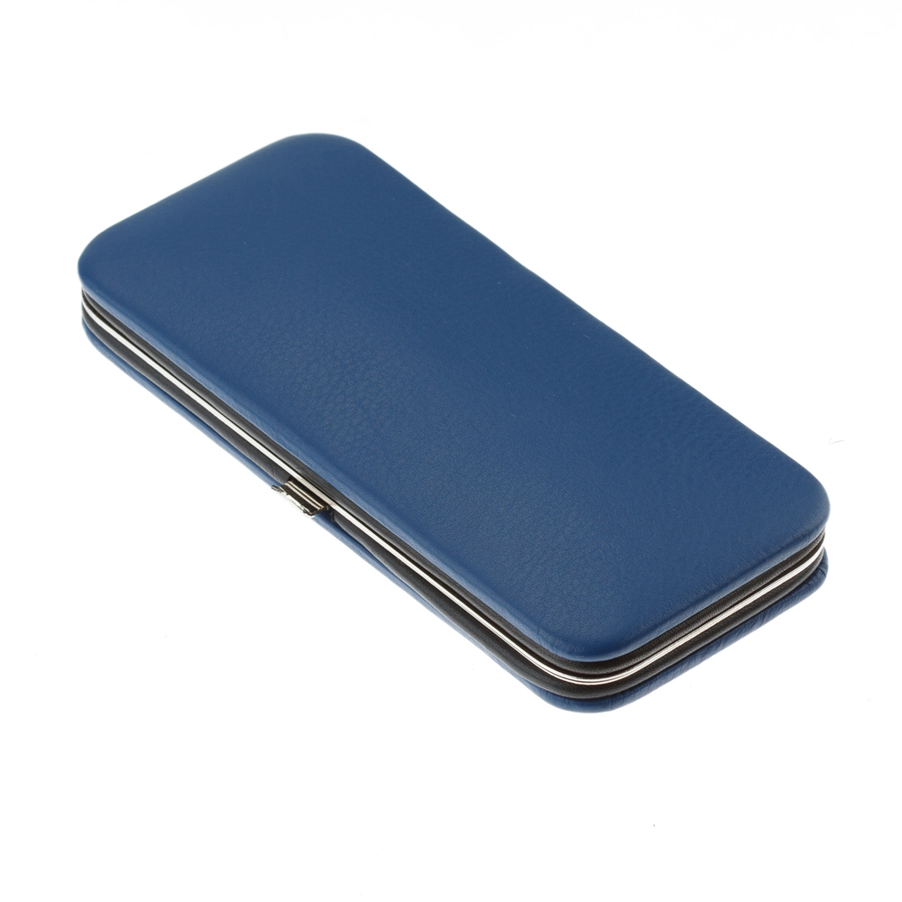 Маникюрный набор YES, 4 пр. 9074 Футляр: натуральная кожа, цвет синий