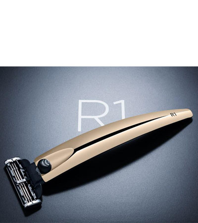 Подарочный набор Bolin Webb R1, бритва R1 золотая, подставка R1 черная