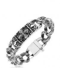 Браслет с кельтским крестом и гравированными звеньями Spikes