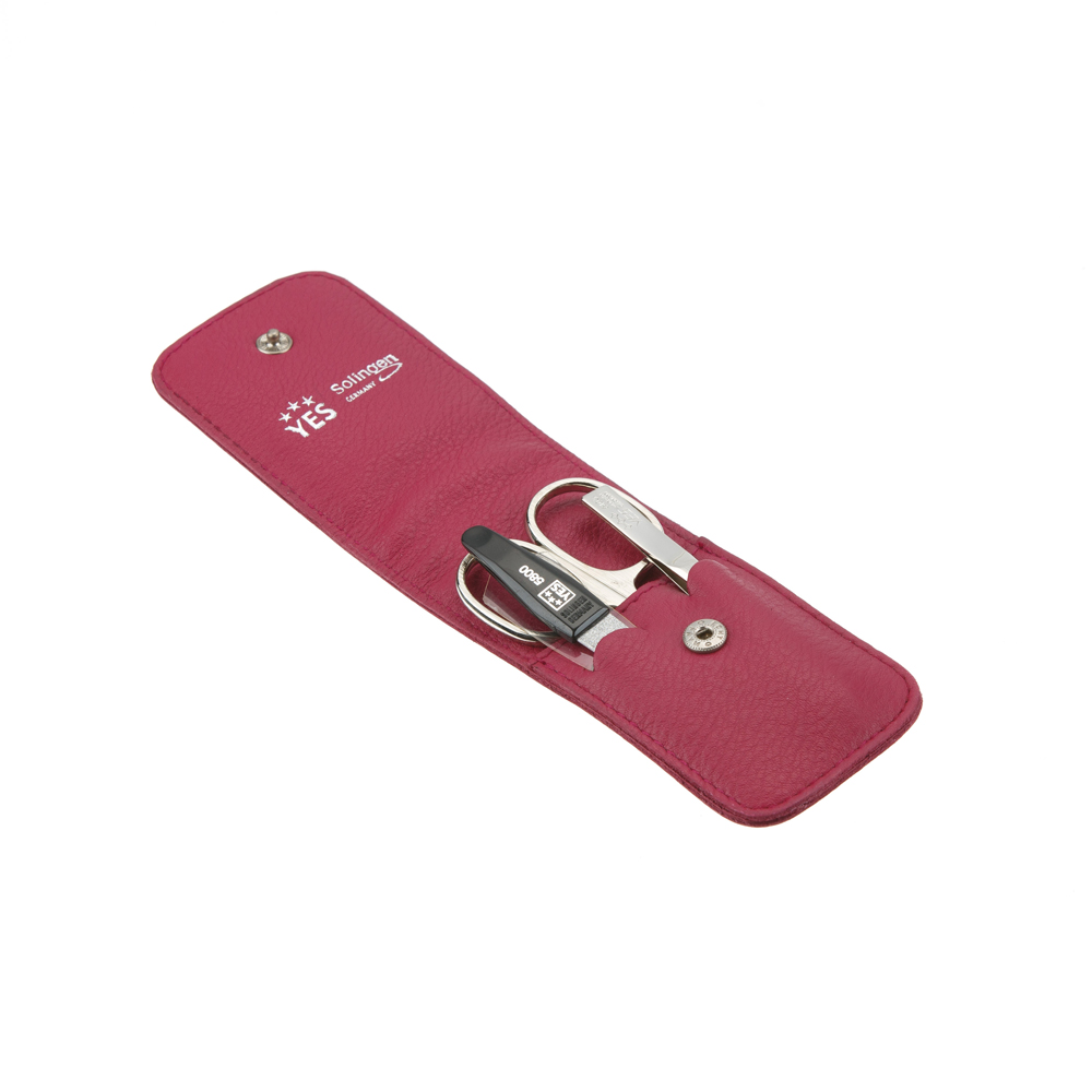 Маникюрный набор YES, 3 пр. 9079 Футляр: натуральная кожа, цвет розовый 9079