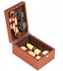 Набор, дерево + кожа, ЛЮКС, (коричневый).