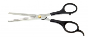 PBS-STU375530 (5.5") 30 зубов - филировочные ножницы, Черная пластиковая ручка, нержавеющая сталь 20J2: Debut