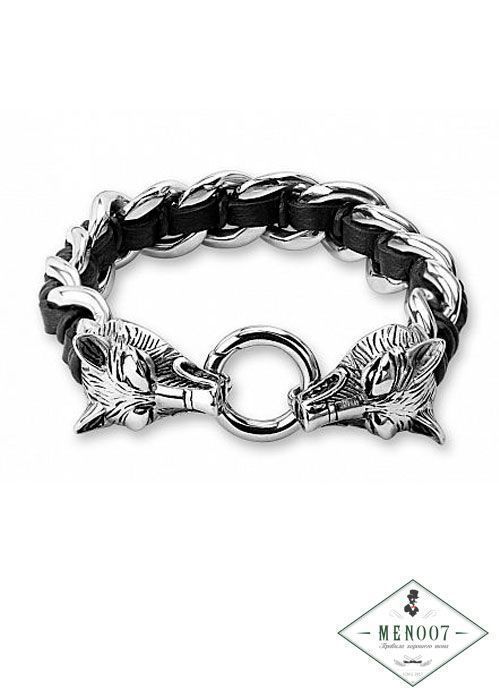 Браслет стальной два волка Spikes