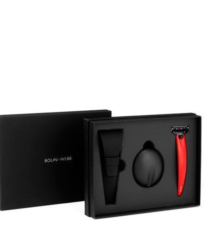 Набор Bolin Webb R1, бритва R1-S красная, подставка черная R1, дорожный чехол
