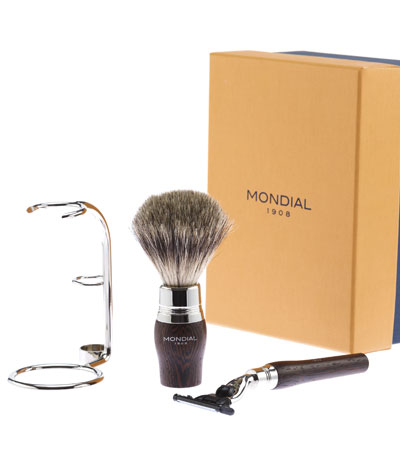 Бритвенный набор Mondial: станок MACH3, помазок, подставка; дерево Венге ST-VIE-W-II-M3