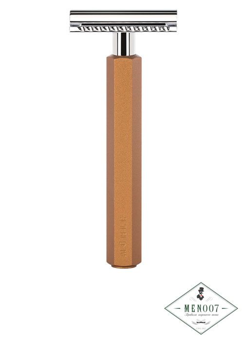 Т-образная бритва MUEHLE HEXAGON, анодированный алюминий, бронзовая, closed comb