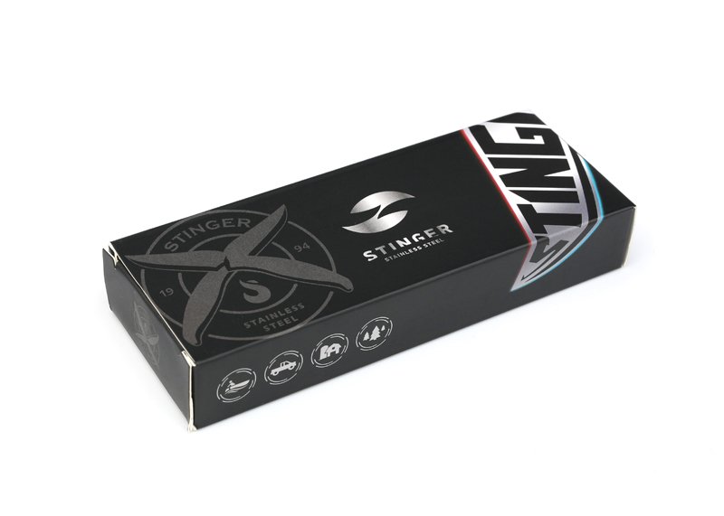 Нож складной, 70 мм (чёрный), рукоять: сталь+дерево (коричневый), картонная коробка STINGER FK-S054B