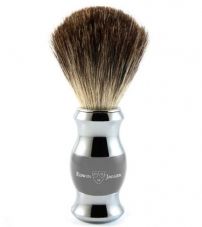 Помазок темно-серый барсучий ворс Edwin Jagger Grey & Chrome 81SB355CR