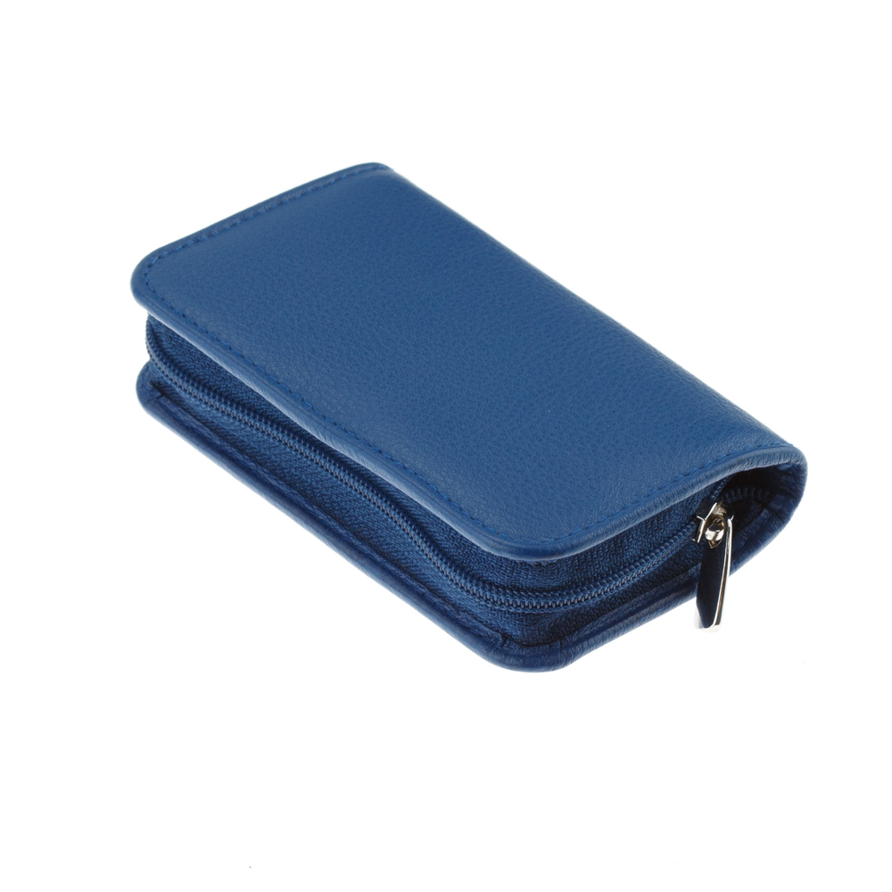 Маникюрный набор YES, 5 пр. Футляр: натуральная кожа, цвет синий