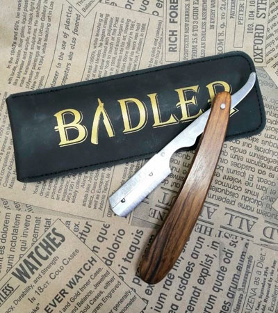 Бритва шаветт с деревянной ручкой и чехлом Badler