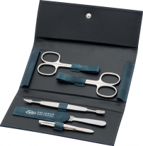 Маникюрный набор, 5пр. Футляр: натур.кожа, цвет зеленый Erbe 9499ER