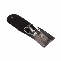 Маникюрный набор YES, 3 пр. 9153 Футляр: натуральная кожа, цвет черный