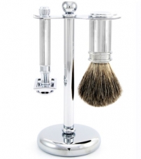 Бритвенный набор Edwin Jagger ( Ребристая ручка , помазок из барсучего ворса Pure и подставка)  S81M89L11
