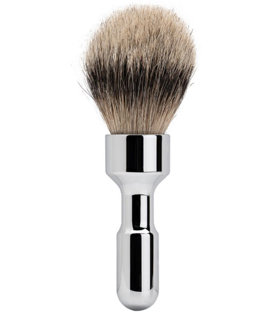 Помазок для бритья MERKUR FUTUR на подставке, натуральный барсучий ворс SILVERTIP, глянцевое хромированное покрытие