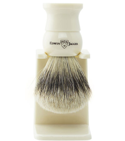 Помазок с подставкой Edwin Jagger Super Badger смола цвета слоновой кости  1EJ287SDS