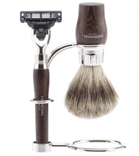 Бритвенный набор Mondial: станок MACH3, помазок, подставка; дерево Венге ST-VIE-W-II-M3