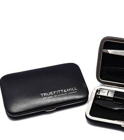 МАНИКЮРНЫЙ НАБОР Truefitt & Hill  из 4 предметов в кожаном чехле (Черный)