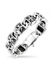 Браслет с крупными звеньями с оранментом Spikes