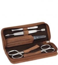 Маникюрный набор Erbe, 5пр. Футляр: натур.кожа, цвет коричневое дерево