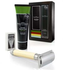 Подарочный набор Edwin Jagger бритва цвета слоновой кости и крем для бритья лайм и гранат