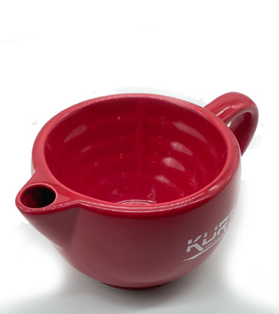 Скаттл керамический для бритья двухконтурный с ручкой красного цвета, K_40057 KURT