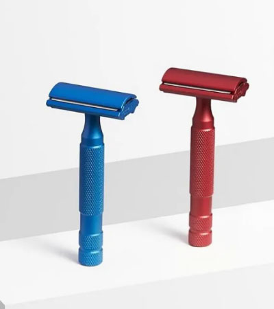 Т-образная бритва Rockwell 6S, нержавеющая сталь, синяя