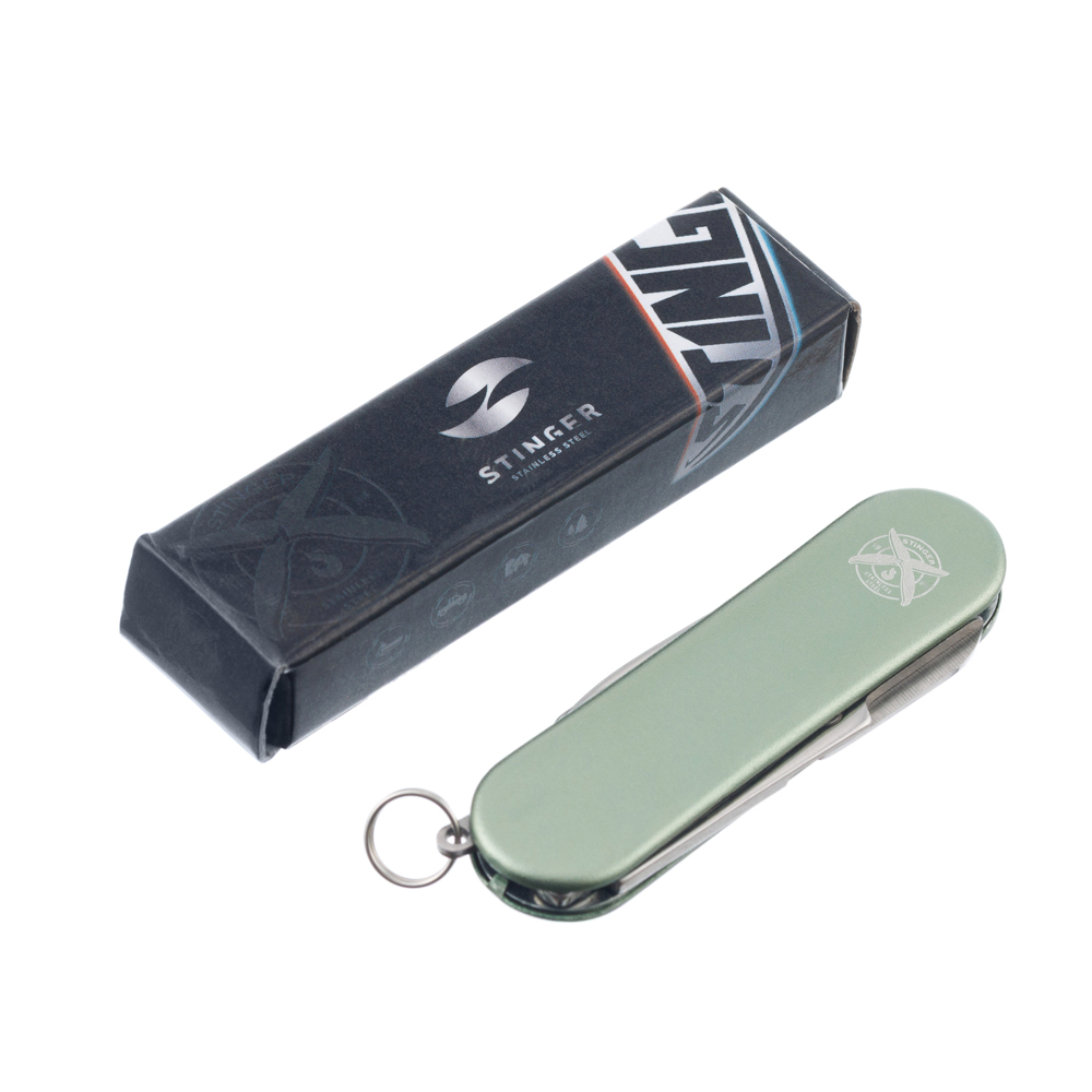 Нож перочинный STINGER FK-K7003LG-GREEN