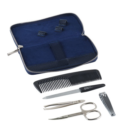 Маникюрный набор GD, 5пр. (мужской дорожный набор),Футляр: натур.кожа, цвет синий