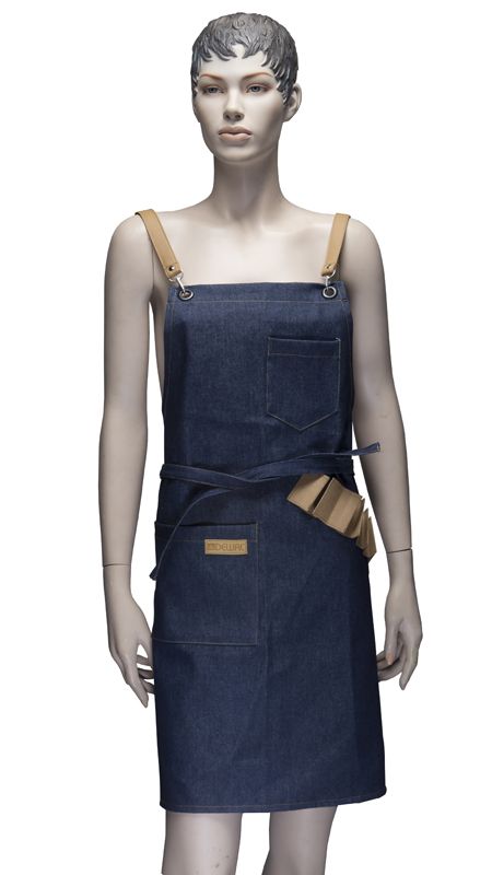 Фартук мастера DEWAL для стрижки, хлопок, джинса, 83х80см