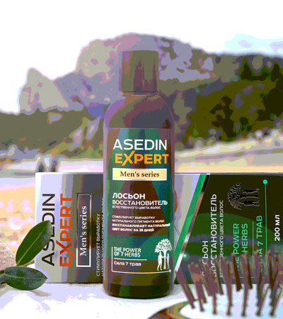 Лосьон восстановитель естественного цвета волос ASEDIN EXPERT Men's Series Сила 7 трав 200 мл