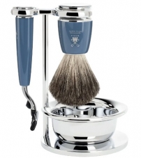 Бритвенный набор MUEHLE RYTMO, темно-бирюзовая смола, натуральный барсучий ворс, бритва Mach3, чаша