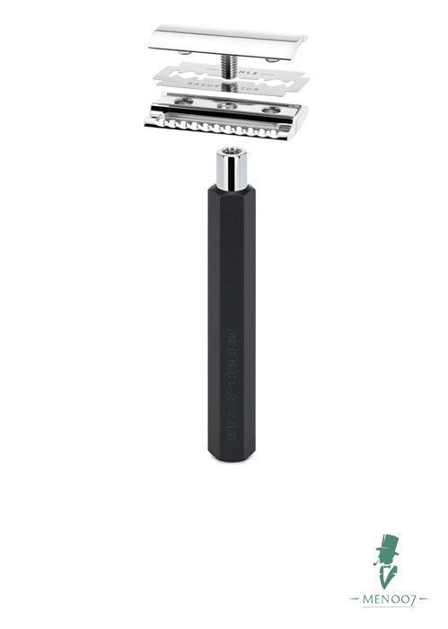 Т-образная бритва MUEHLE HEXAGON, анодированный алюминий, графит, closed comb