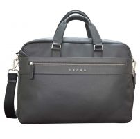 Портфель, Cross Nueva FV, кожа наппа, фактурная, серый, 40 х 17 х 29 см