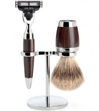 Бритвенный набор MUEHLE STYLO, африканское черное дерево, барсучий ворс категории Fine, бритва Mach3