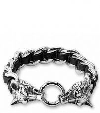 Браслет стальной два волка Spikes