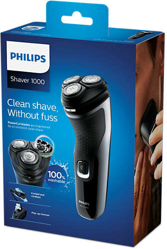 Электробритва PHILIPS Series 1000 S1332/41, черный и серый