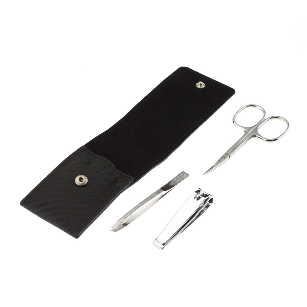 Маникюрный набор YES, 3 пр. 9493 Футляр: натуральная кожа, цвет черный 9493