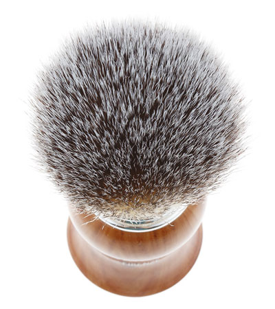 Помазок для бритья IL Ceppo, пластик, синтетический ворс, рукоять - коричневый глянцевый цвет, имитация древесины шиповника