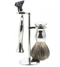 Бритвенный набор IL Ceppo: станок, помазок, подставка, серебристый цвет