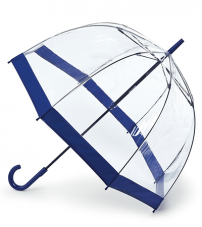 Прозрачный женский зонт-трость с полосой синего цвета, механика, Birdcage, Fulton L041-033