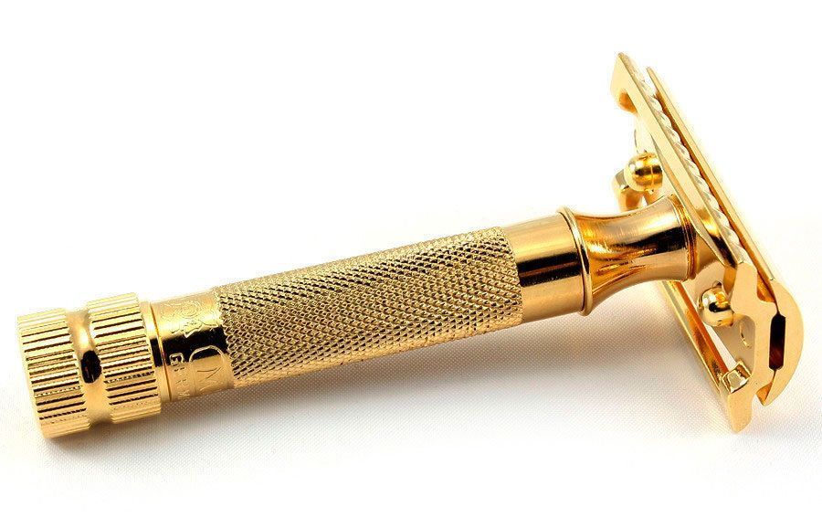 Станок Т- образный для бритья MERKUR-33G золотистый, лезвие в комплекте (1 шт)