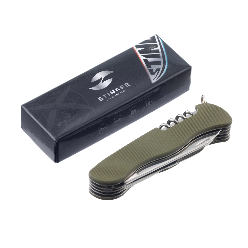 Нож перочинный STINGER FK-K9007G10-GREEN