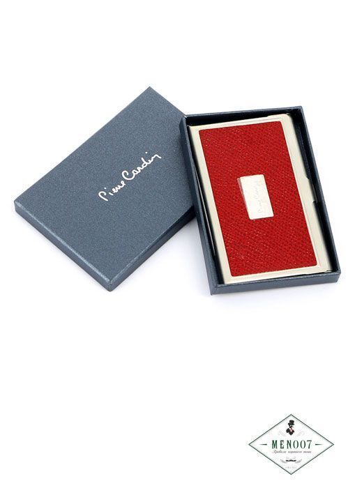 Визитница Pierre Cardin, красная искуств.кожа + металл