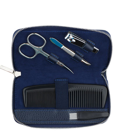 Маникюрный набор GD, 5пр. (мужской дорожный набор),Футляр: натур.кожа, цвет синий