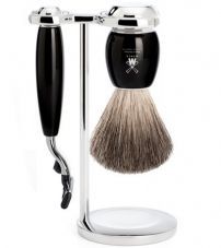 Бритвенный набор MUEHLE VIVO, черная смола, натуральный барсучий ворс, бритва Fusion