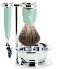 Бритвенный набор MUEHLE RYTMO, смола мятного цвета, натуральный барсучий ворс, бритва Fusion, чаша