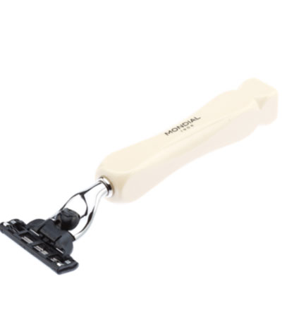 Станок для бритья Mondial, MACH3, каучуковая смола, никелированная латунь, рукоять - цвет слоновой кости