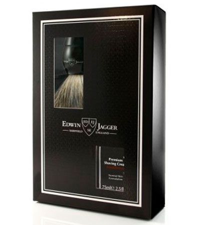 Подарочный набор Edwin Jagger черный помазок и крем для бритья сандал