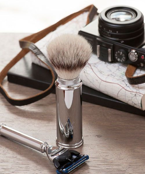 Дорожный помазок MUEHLE, фибра высшей категории Silvertip, размер M, хром